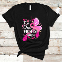 Breast Cancer Awareness T Shirt No One Fights Alone - Wonder Print Shop