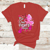 Breast Cancer Awareness T Shirt No One Fights Alone - Wonder Print Shop