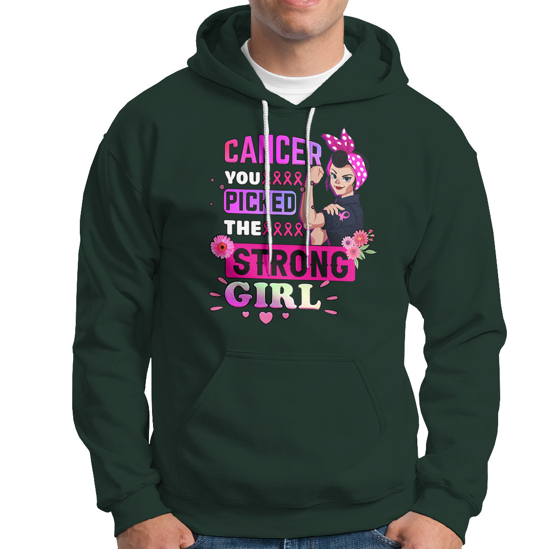 Breast Cancer Awareness Hoodie Cancer You Picked The Strong Girl - Wonder Print Shop