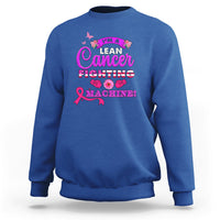 Royal blue breast cancer awareness sweatshirt with 'Lean Cancer Fighting Machine' front graphic