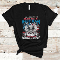 Grumpy Old Army Veteran T Shirt My Life of Sarcasm Depends on Your Level of Stupidity - Wonder Print Shop