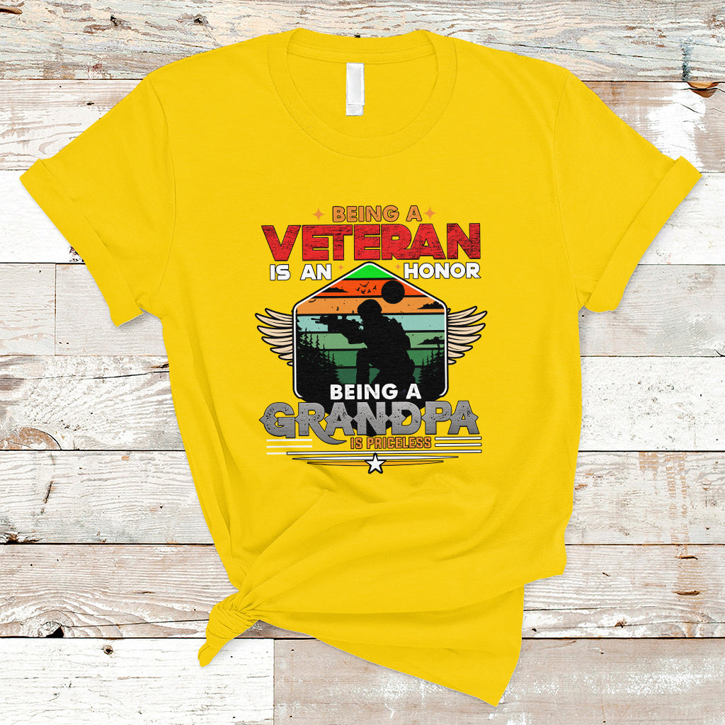 Veteran Grandpa T Shirt Being a Veteran Is an Honor Being a Grandpa is Priceless - Wonder Print Shop