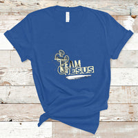 Royal blue T-shirt with front “Team Jesus” graphic and cross emblem