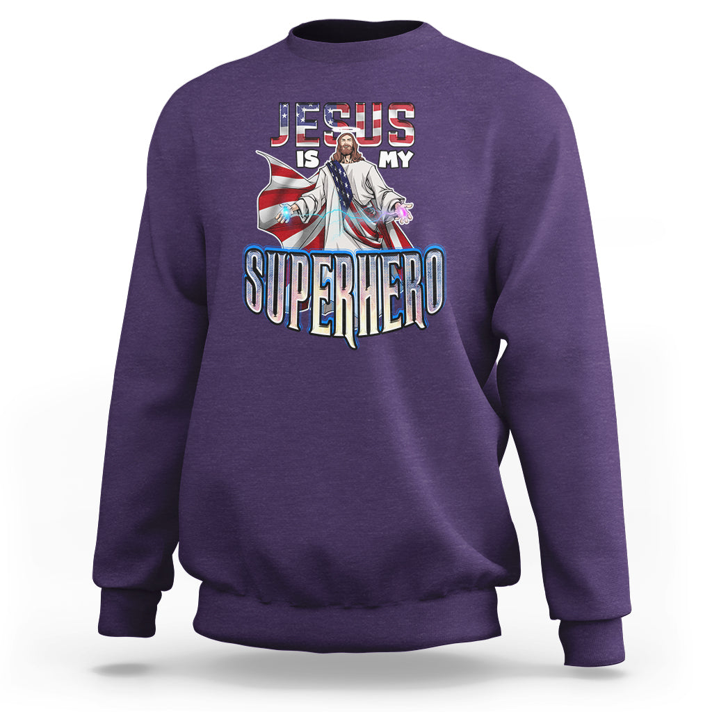 Christian Sweatshirt Jesus Is My Superhero - Wonder Print Shop
