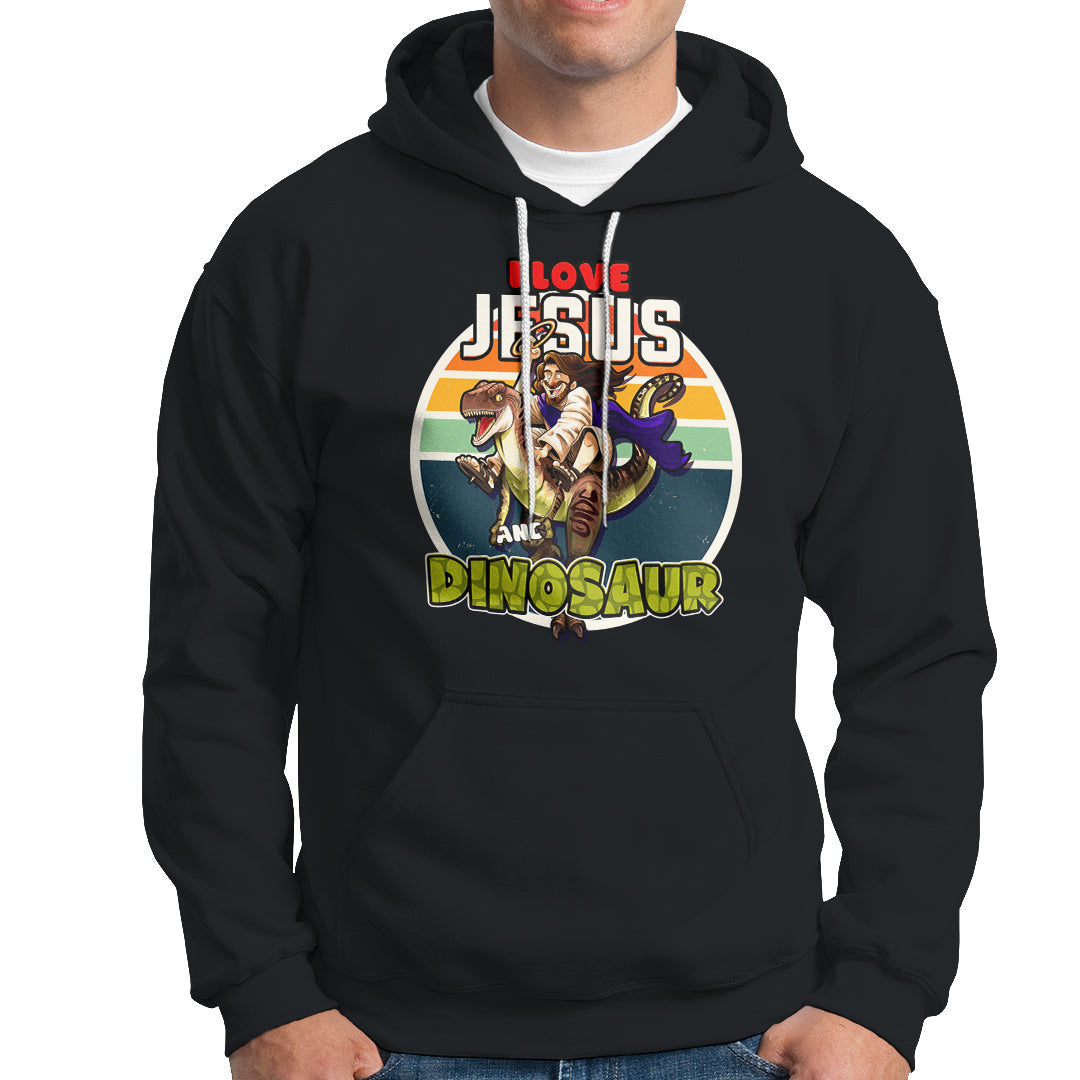 Funny Christian Hoodie I Love Jesus And Dinosaur - Wonder Print Shop