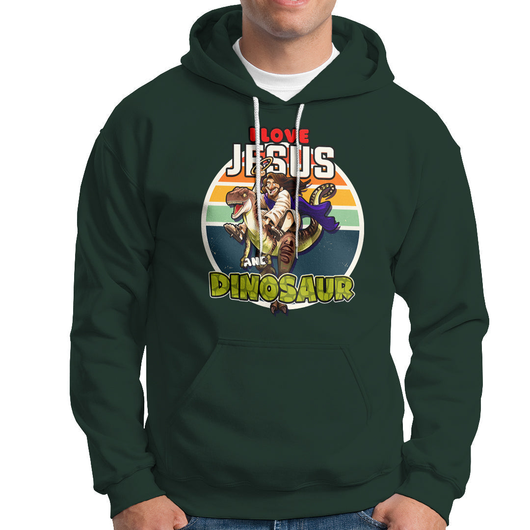 Funny Christian Hoodie I Love Jesus And Dinosaur - Wonder Print Shop