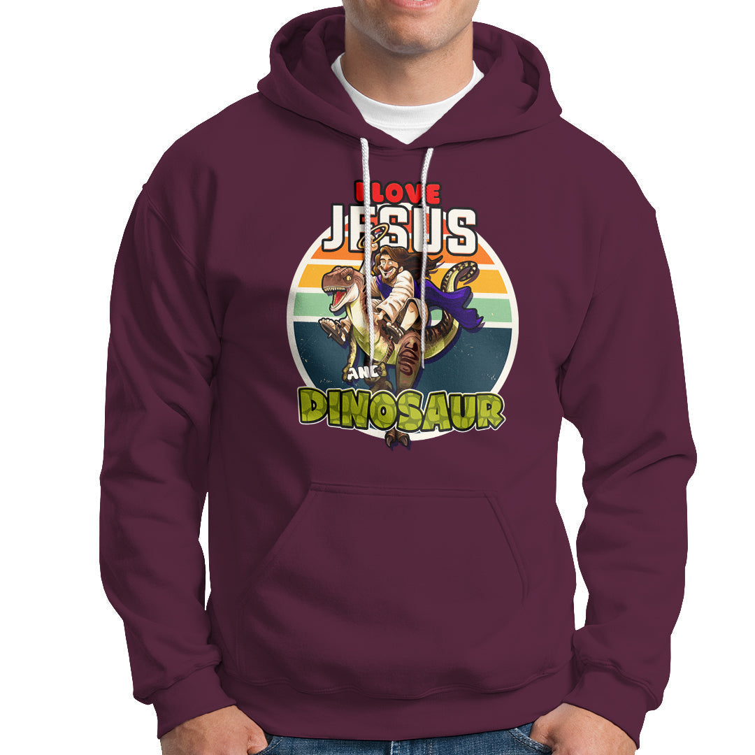 Funny Christian Hoodie I Love Jesus And Dinosaur - Wonder Print Shop