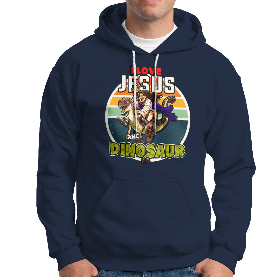 Funny Christian Hoodie I Love Jesus And Dinosaur - Wonder Print Shop