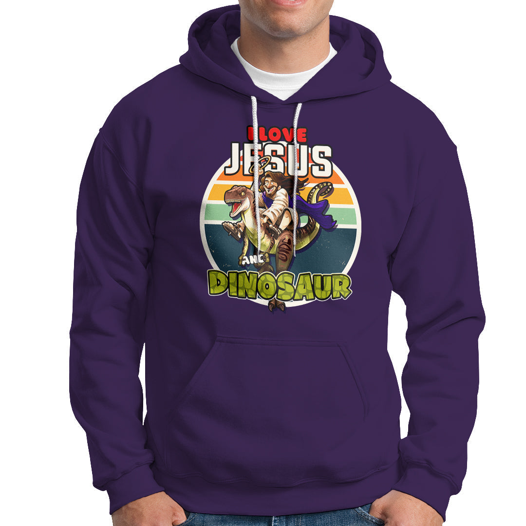 Funny Christian Hoodie I Love Jesus And Dinosaur - Wonder Print Shop