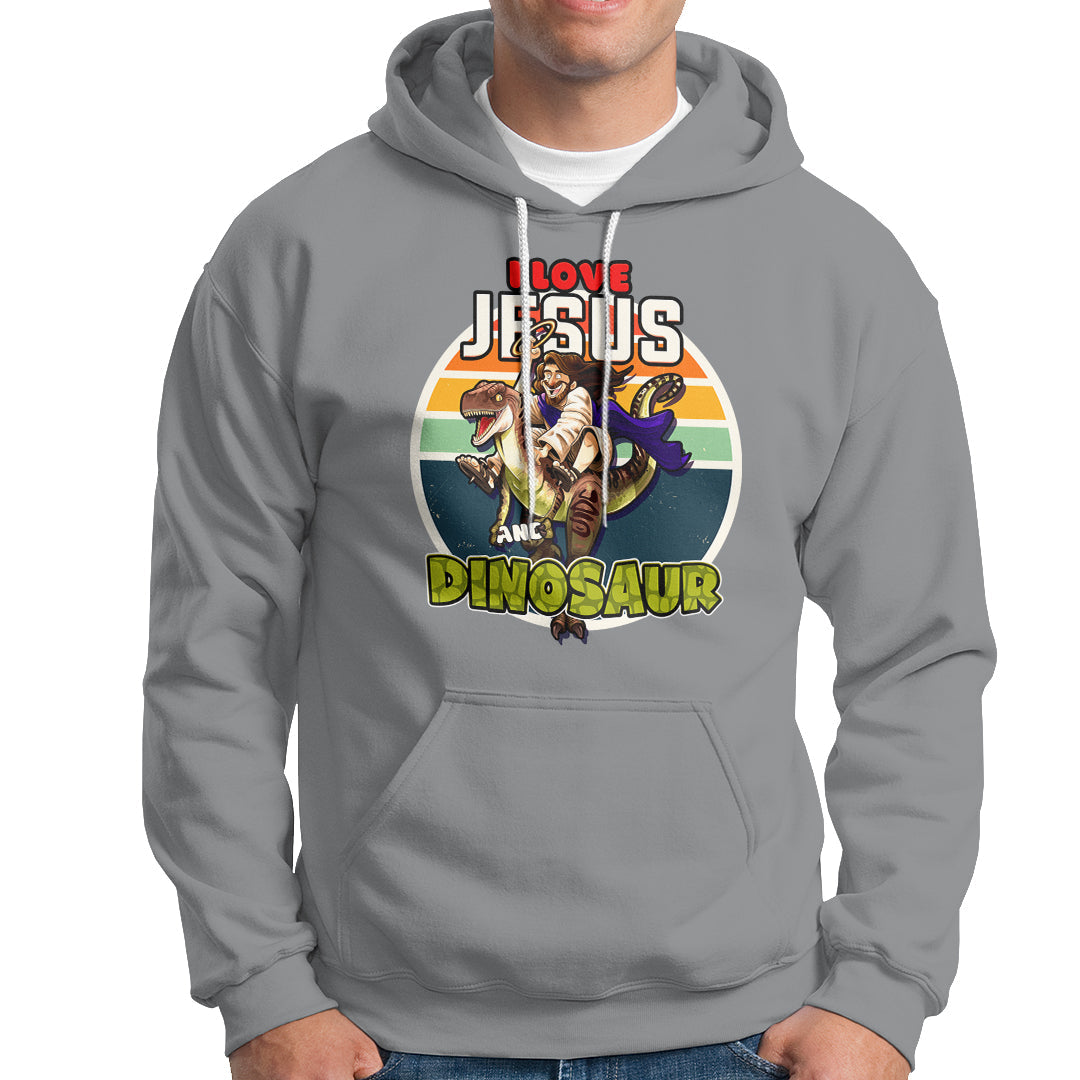 Funny Christian Hoodie I Love Jesus And Dinosaur - Wonder Print Shop