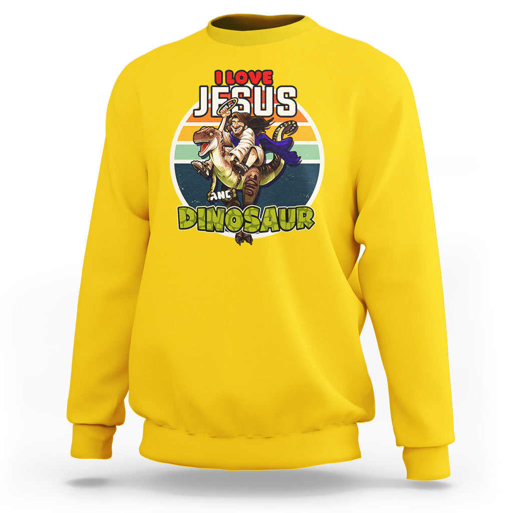 Funny Christian Sweatshirt I Love Jesus And Dinosaur - Wonder Print Shop