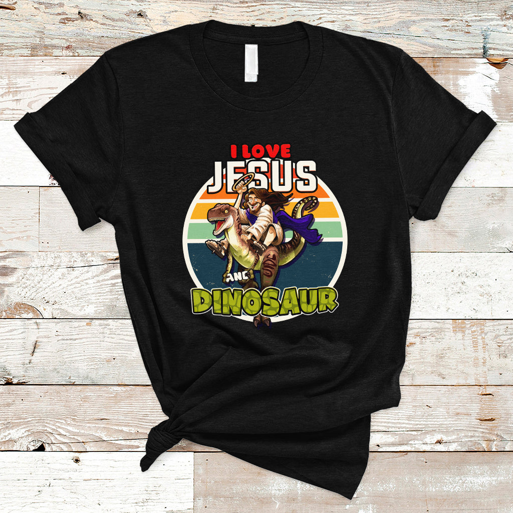 Funny Christian T Shirt I Love Jesus And Dinosaur - Wonder Print Shop