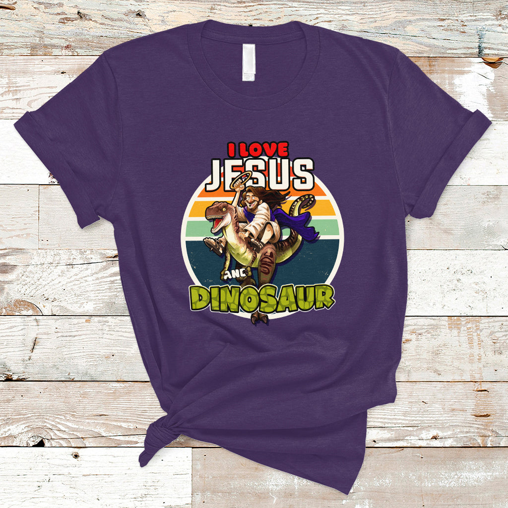 Funny Christian T Shirt I Love Jesus And Dinosaur - Wonder Print Shop
