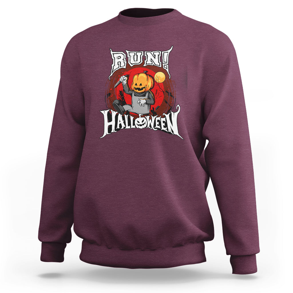 Pumpkin Head Sweatshirt Run! Halloween - Wonder Print Shop