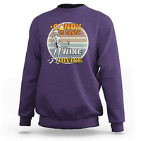 Vintage Skeleton Sweatshirt Candy is Dandy But Wine is Divine - Wonder Print Shop