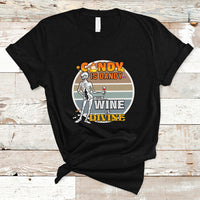 Vintage Skeleton T Shirt Candy is Dandy But Wine is Divine - Wonder Print Shop