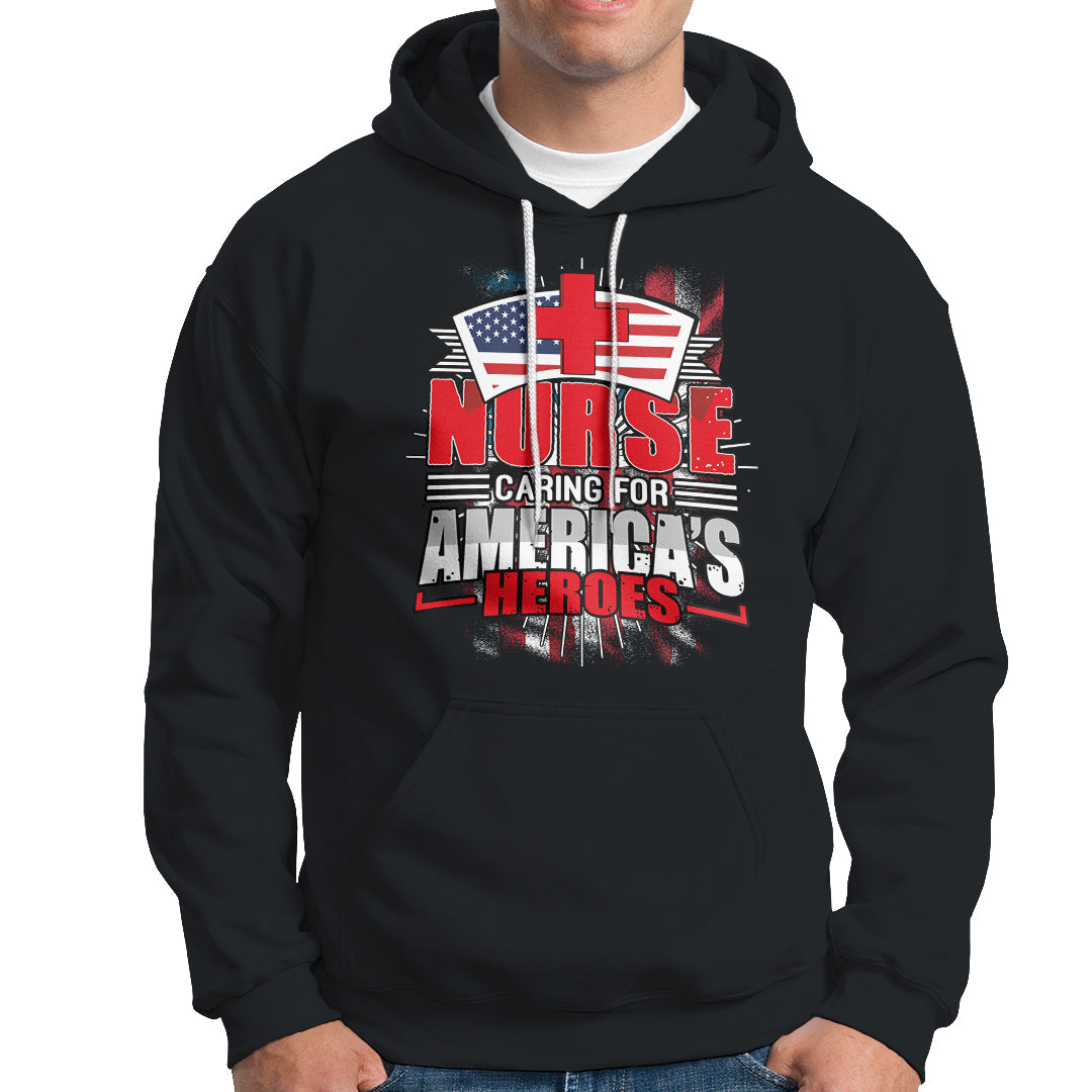 Nurse Hoodie Caring For American Heroes - Wonder Print Shop