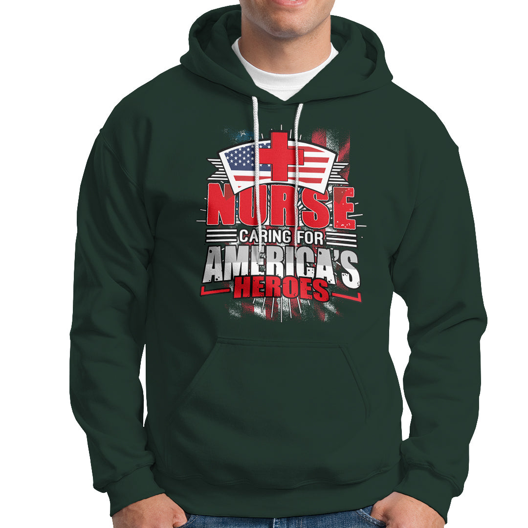 Nurse Hoodie Caring For American Heroes - Wonder Print Shop