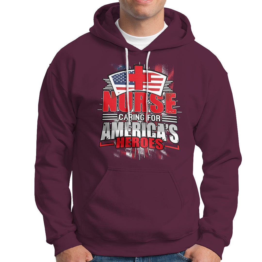 Nurse Hoodie Caring For American Heroes - Wonder Print Shop