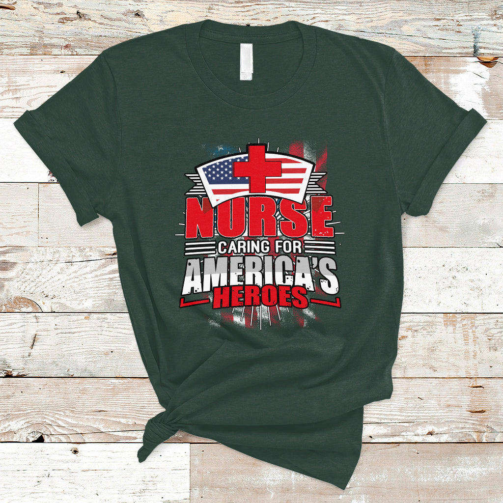 Nurse T Shirt Caring For American Heroes - Wonder Print Shop