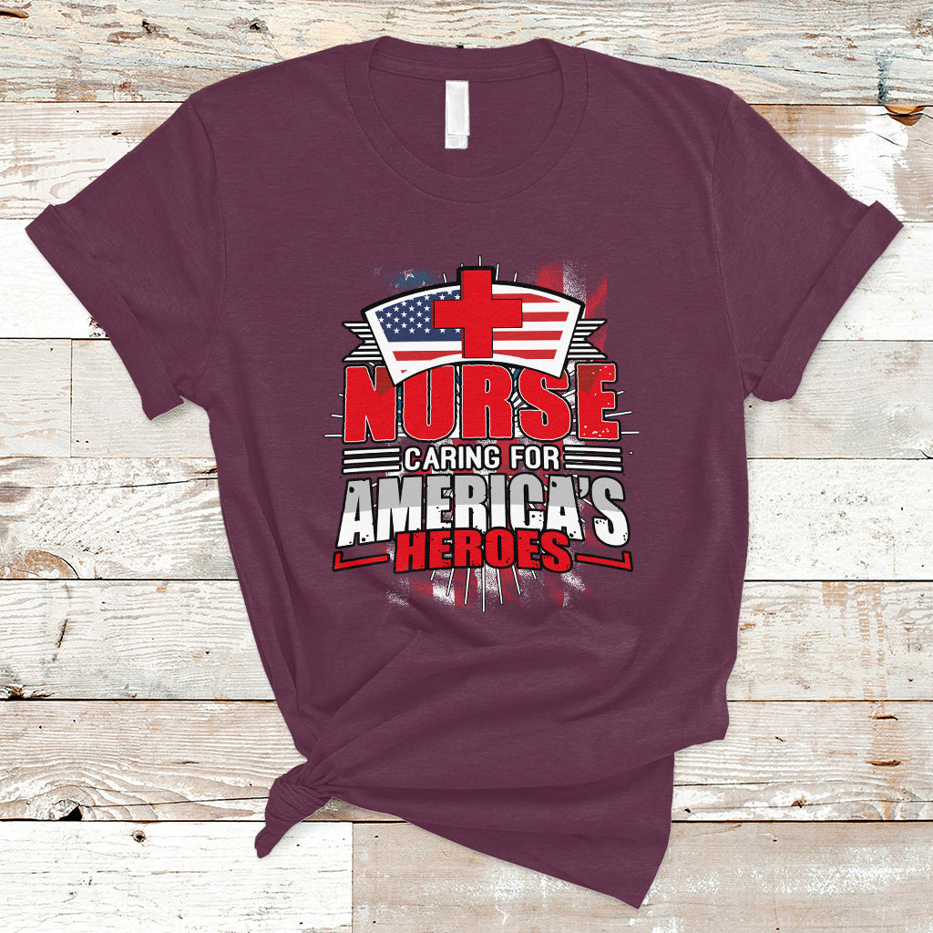 Nurse T Shirt Caring For American Heroes - Wonder Print Shop