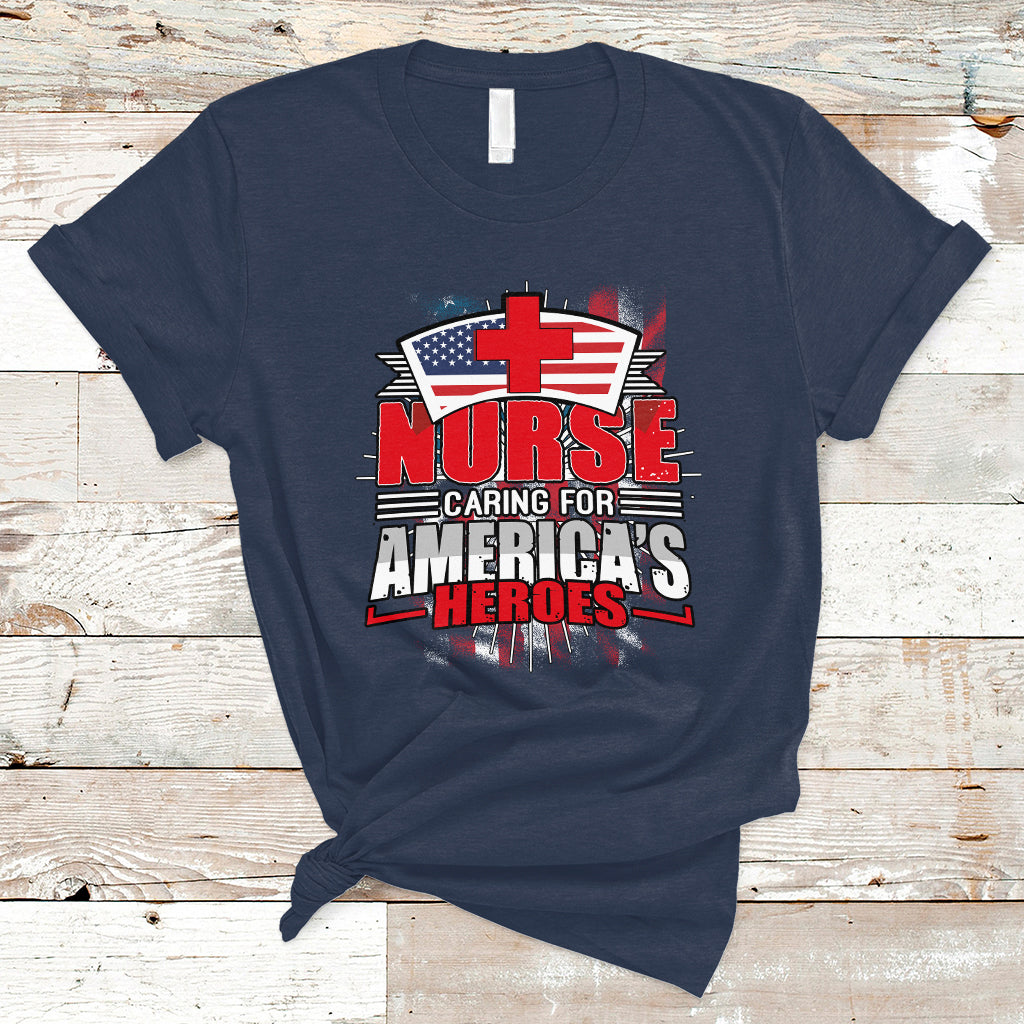 Nurse T Shirt Caring For American Heroes - Wonder Print Shop