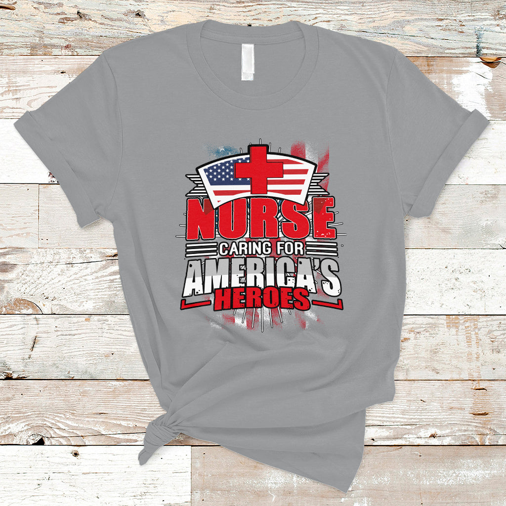 Nurse T Shirt Caring For American Heroes - Wonder Print Shop