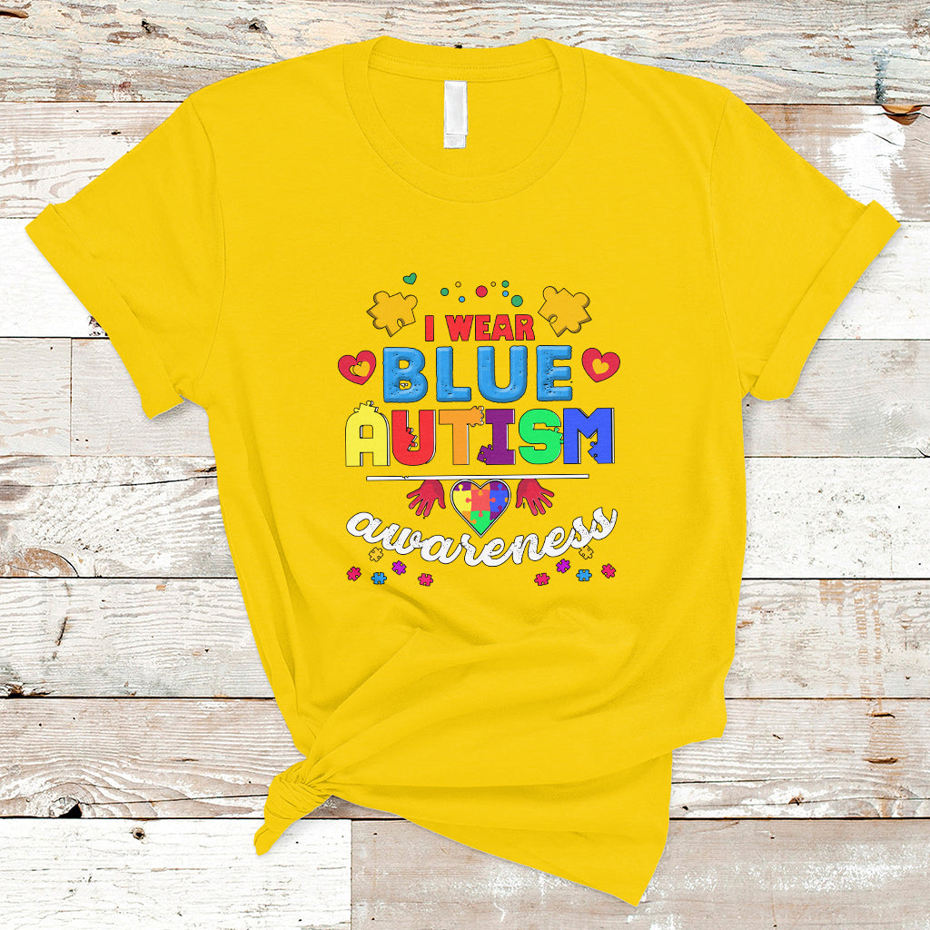I Wear Blue Autism Awareness T Shirt - Wonder Print Shop