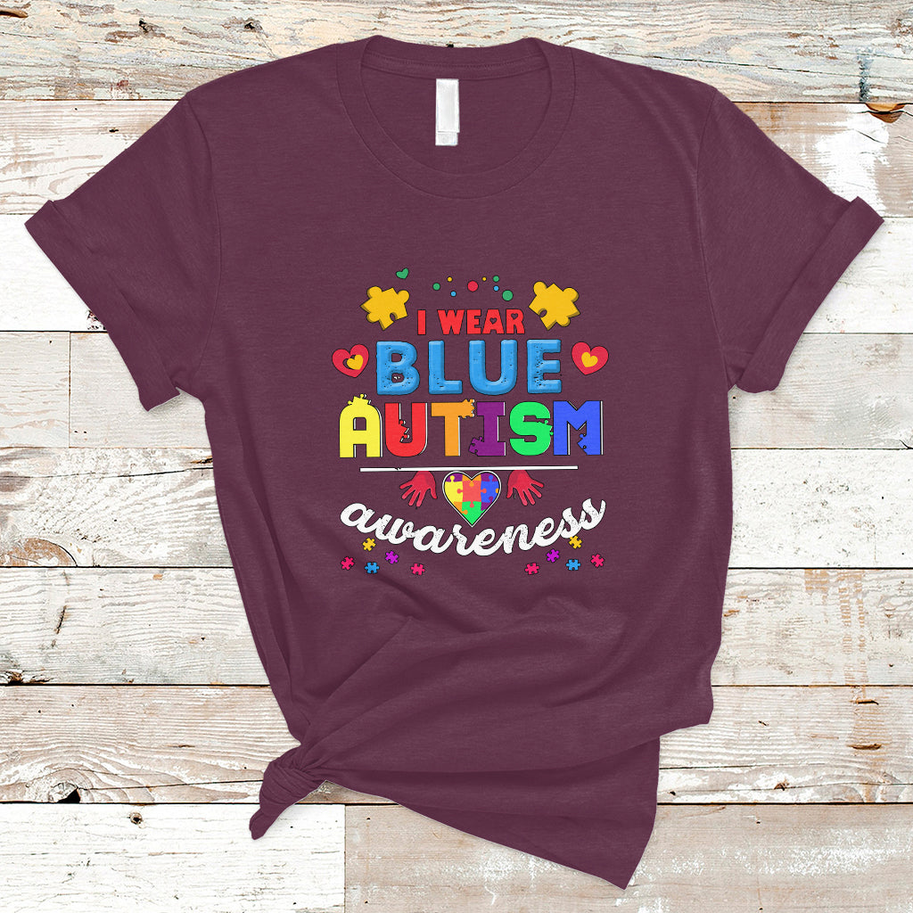 I Wear Blue Autism Awareness T Shirt - Wonder Print Shop