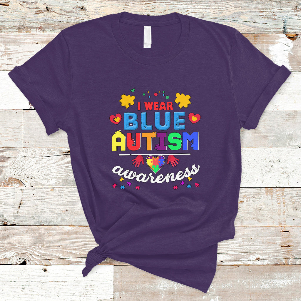 I Wear Blue Autism Awareness T Shirt - Wonder Print Shop
