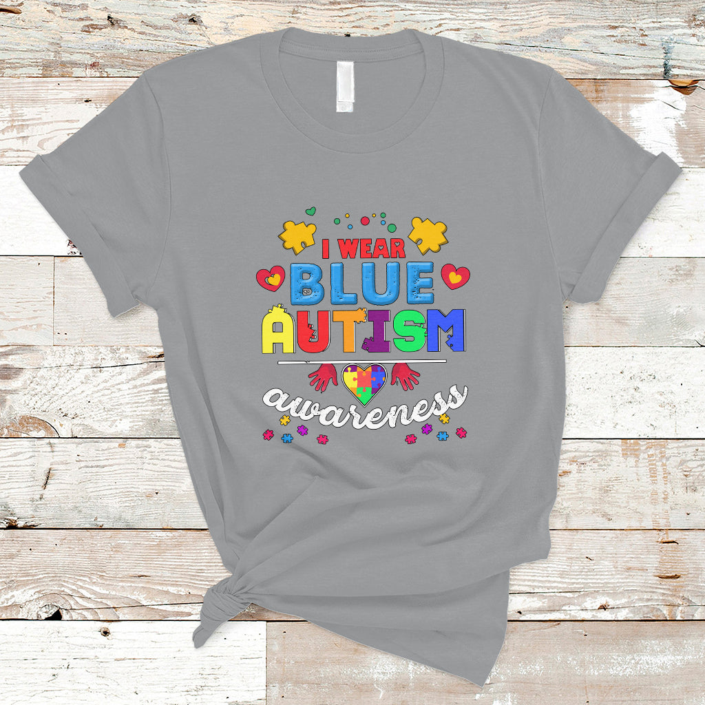 I Wear Blue Autism Awareness T Shirt - Wonder Print Shop
