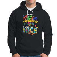 Black autism hoodie with front pocket and colorful “Have Autism” text graphic