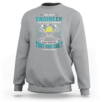Sport gray crewneck sweatshirt with engineer graphic and text on the chest