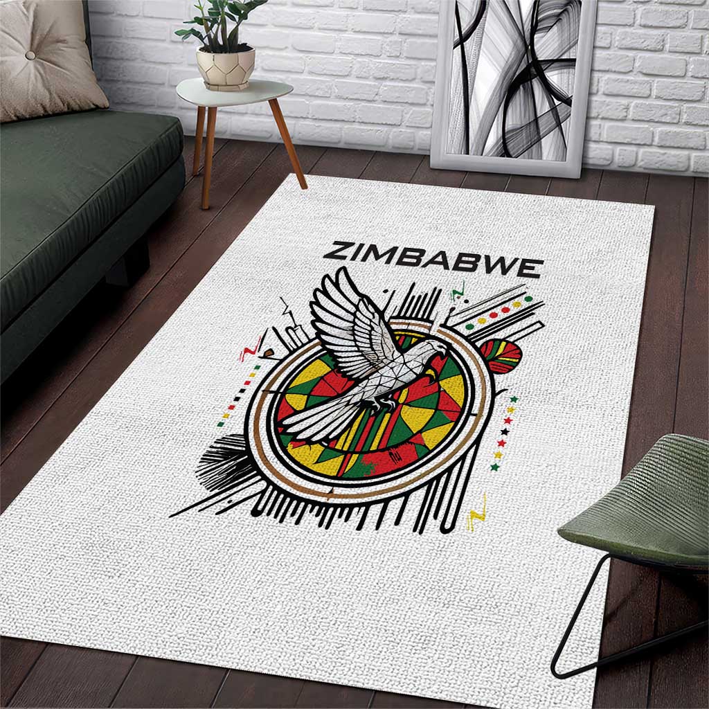 Spirit of Zimbabwe Area Rug Tribal Patterns, Flag Colors and Symbol of Peace