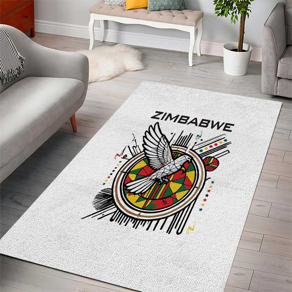 Spirit of Zimbabwe Area Rug Tribal Patterns, Flag Colors and Symbol of Peace