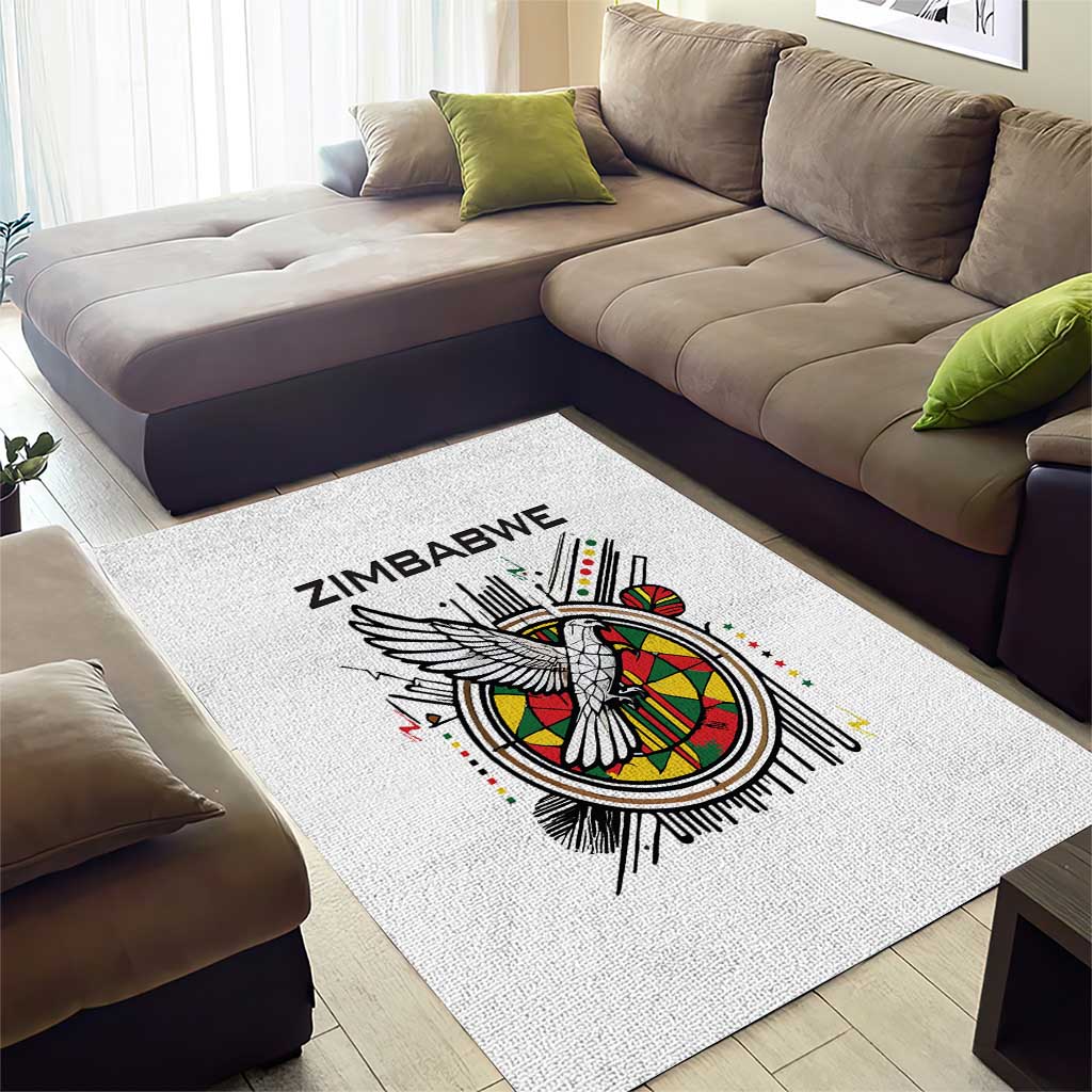 Spirit of Zimbabwe Area Rug Tribal Patterns, Flag Colors and Symbol of Peace