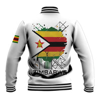Spirit of Zimbabwe Baseball Jacket Tribal Patterns, Flag Colors and Symbol of Peace
