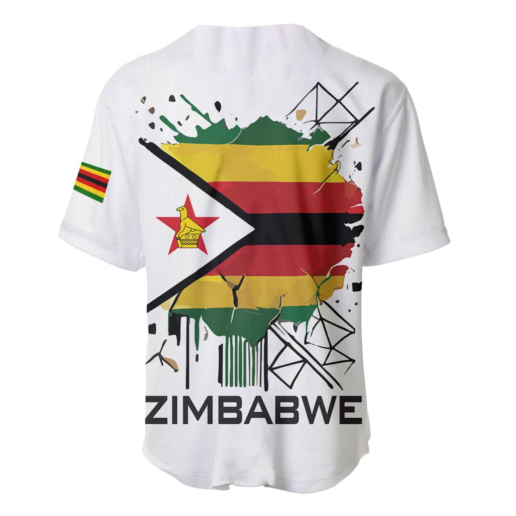 Spirit of Zimbabwe Baseball Jersey Tribal Patterns, Flag Colors and Symbol of Peace