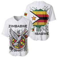 Spirit of Zimbabwe Baseball Jersey Tribal Patterns, Flag Colors and Symbol of Peace