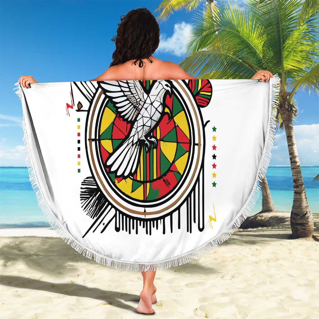 Spirit of Zimbabwe Beach Blanket Tribal Patterns, Flag Colors and Symbol of Peace
