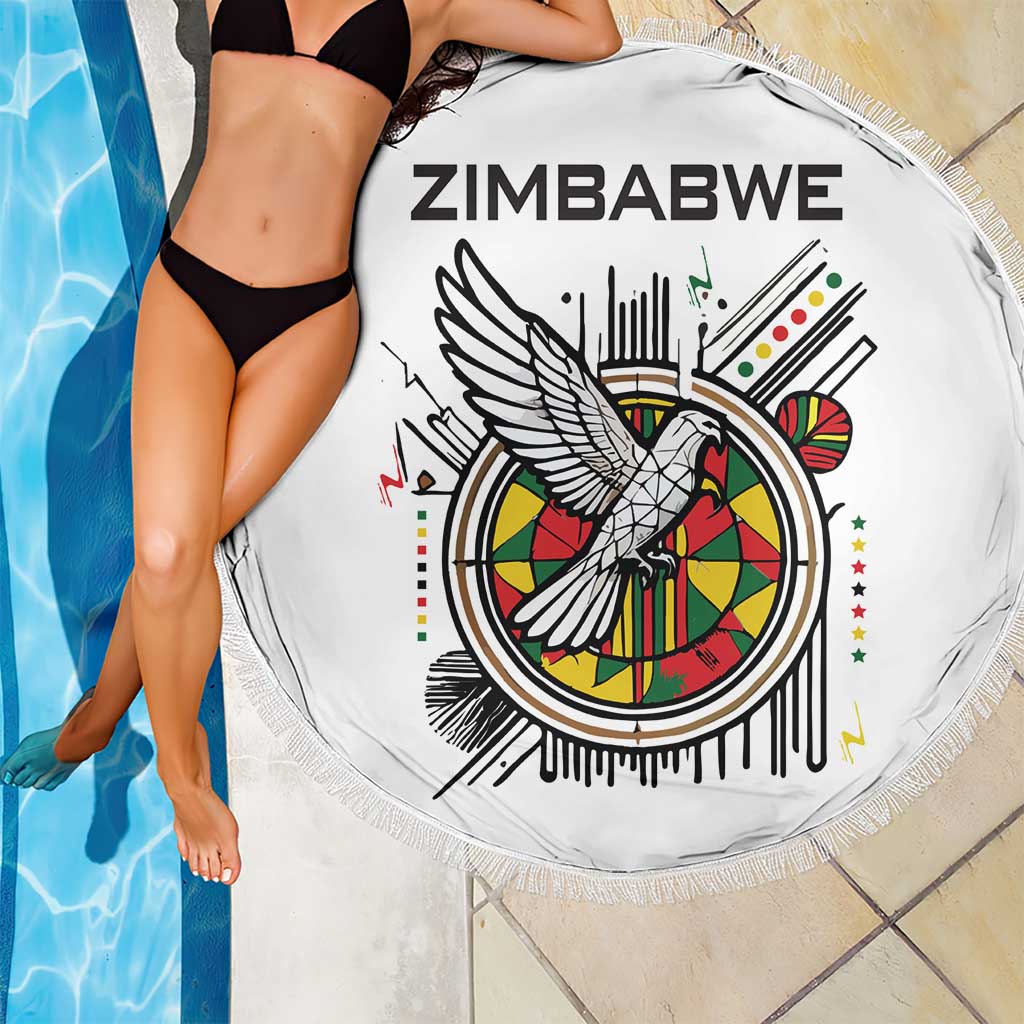 Spirit of Zimbabwe Beach Blanket Tribal Patterns, Flag Colors and Symbol of Peace