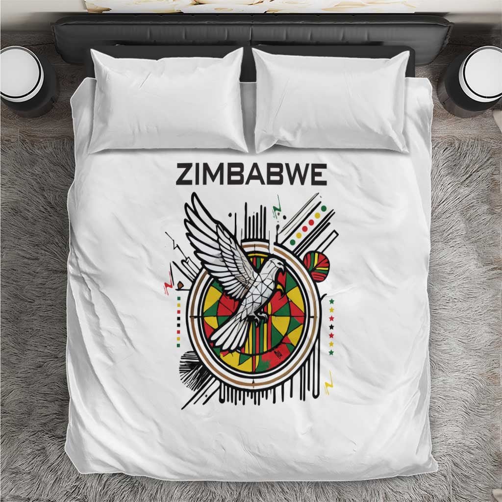 Spirit of Zimbabwe Bedding Set Tribal Patterns, Flag Colors and Symbol of Peace