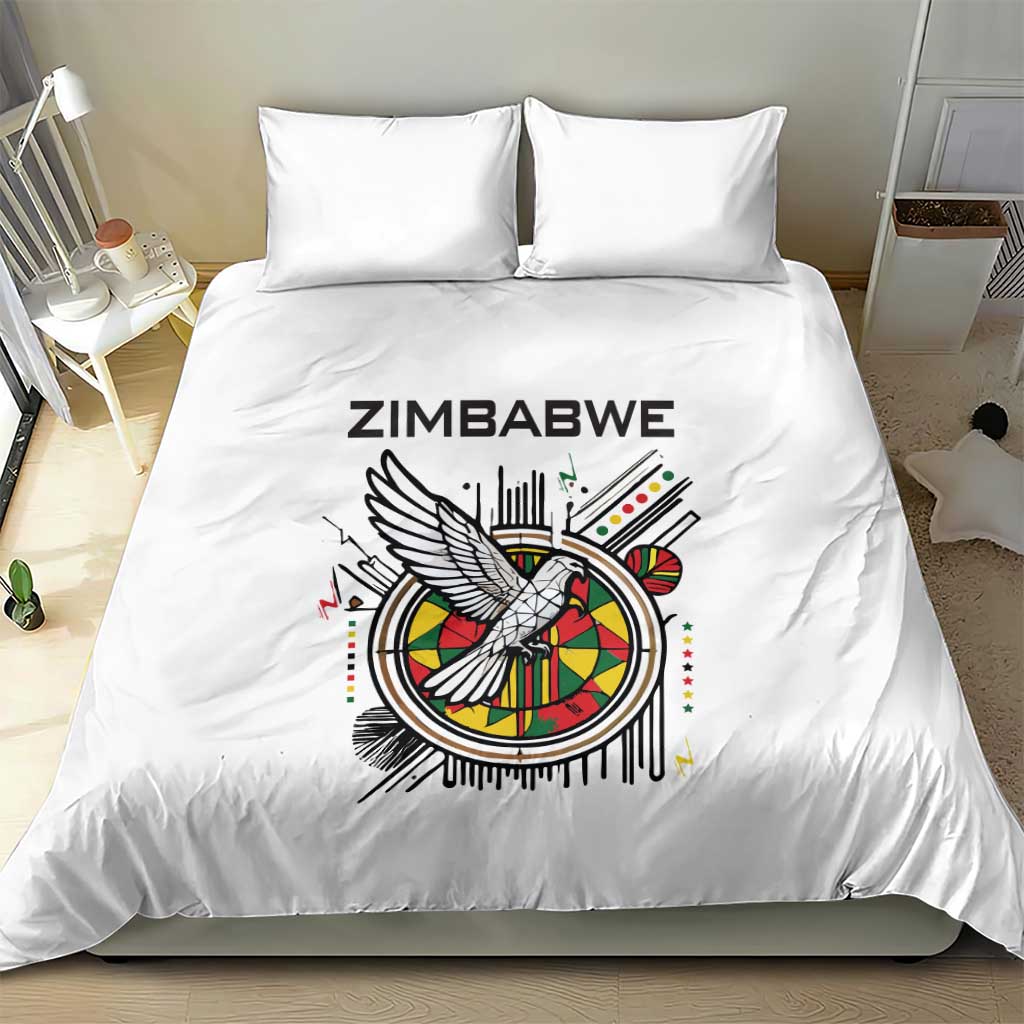 Spirit of Zimbabwe Bedding Set Tribal Patterns, Flag Colors and Symbol of Peace
