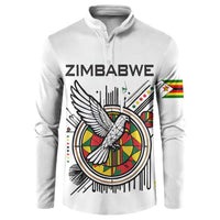 Spirit of Zimbabwe Button Sweatshirt Tribal Patterns, Flag Colors and Symbol of Peace