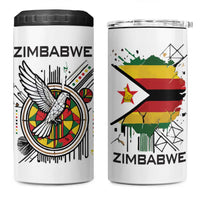 Spirit of Zimbabwe 4 in 1 Can Cooler Tumbler Tribal Patterns, Flag Colors and Symbol of Peace