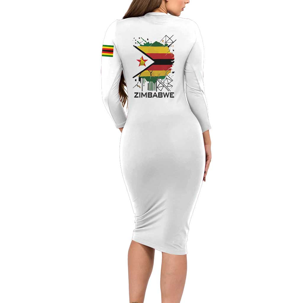 Spirit of Zimbabwe Family Matching Long Sleeve Bodycon Dress and Hawaiian Shirt Tribal Patterns, Flag Colors and Symbol of Peace