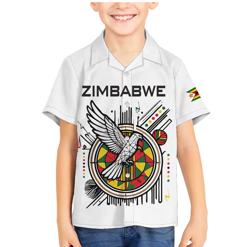 Spirit of Zimbabwe Family Matching Mermaid Dress and Hawaiian Shirt Tribal Patterns, Flag Colors and Symbol of Peace