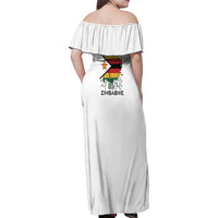 Spirit of Zimbabwe Family Matching Off Shoulder Maxi Dress and Hawaiian Shirt Tribal Patterns, Flag Colors and Symbol of Peace