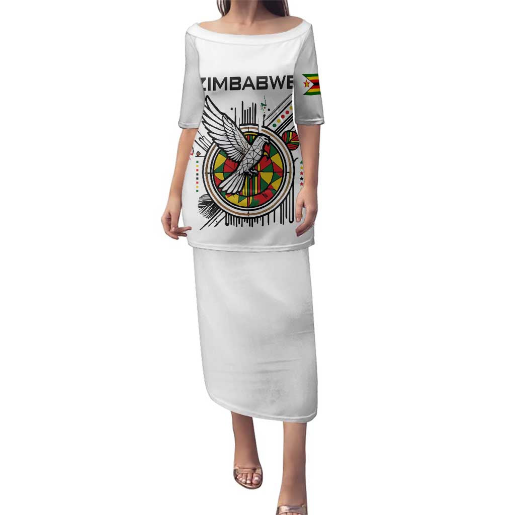 Spirit of Zimbabwe Family Matching Puletasi and Hawaiian Shirt Tribal Patterns, Flag Colors and Symbol of Peace