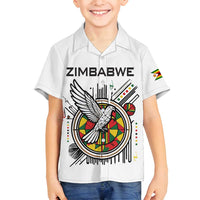 Spirit of Zimbabwe Family Matching Summer Maxi Dress and Hawaiian Shirt Tribal Patterns, Flag Colors and Symbol of Peace